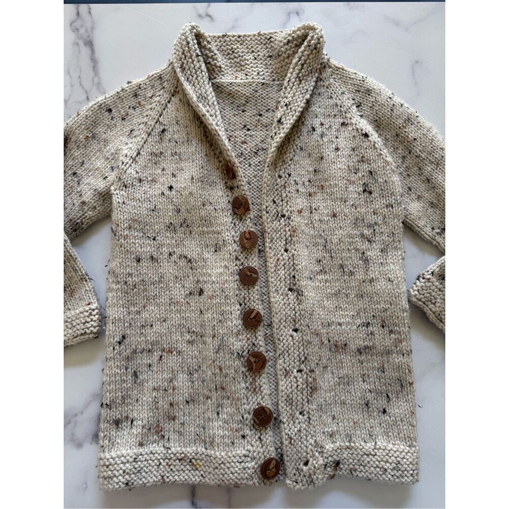 Kids oatmeal button up grandpa vintage knit unisex cardigan sweater academia